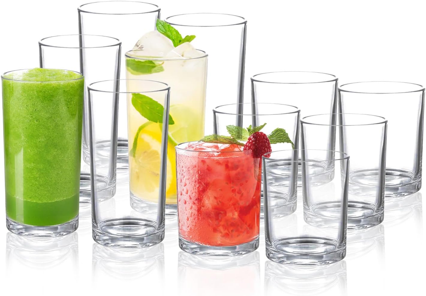 Amazon.com: Golemas Plastic Drinking Glasses Set of 12, Reusable ...