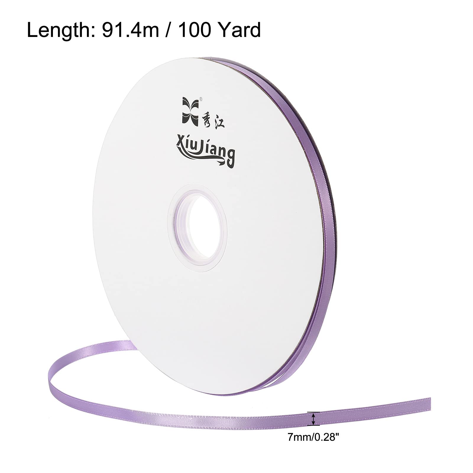 PATIKIL 0.28 Inch Wide 100 Yards Satin Ribbon, Double Face Solid Crafts Roll for Party Home DIY Wrapping Decoration Violet - Image 2