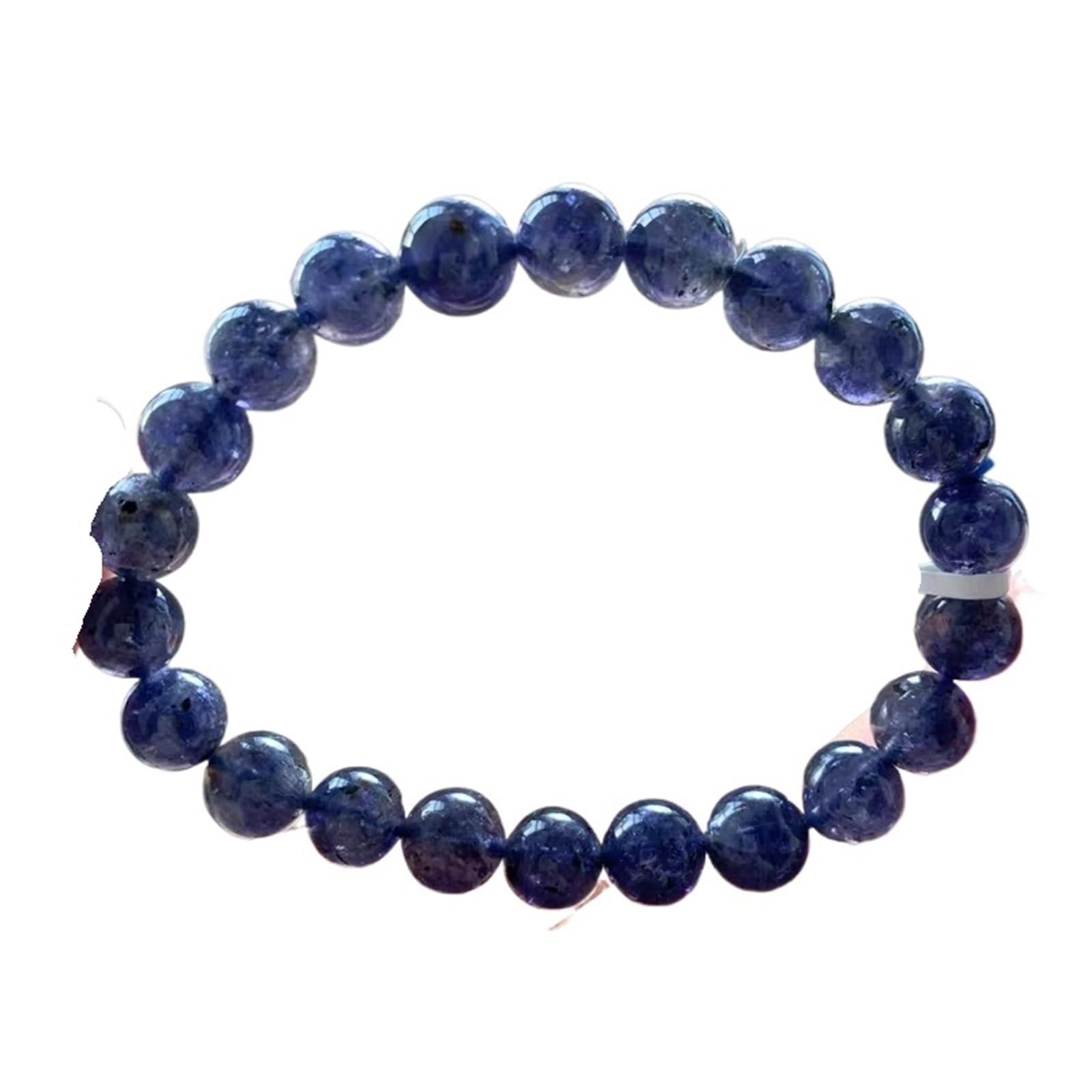 Generico Bracciale elasticizzato blu naturale da donna con perline di cristallo 7 mm 8 9 AAAAA