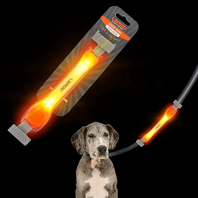 LaRoo Light Up Dog Collar with Nylon Stickers, Universal Glowing Collar Accessories for Leash Harness, Silicone Waterproof Dog LED Flashing Collar Night Outdoor Safety