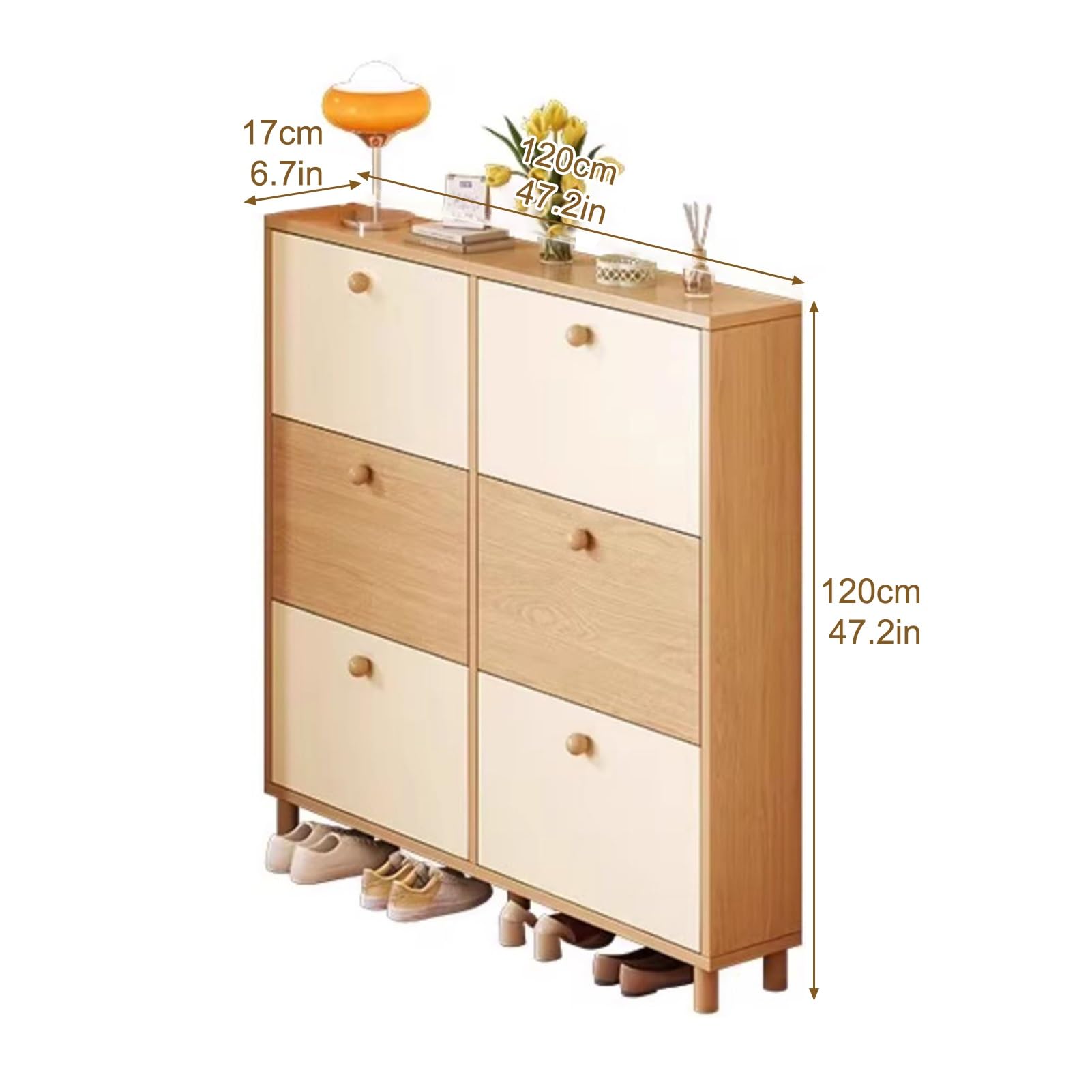 Schuhschrank Mit 6 Klappen, Schuhschrank Schmal Schuhregal, Schuhschränke für Flur Oder Eingangsbereich, für Eingang, Flur, Schlafzimmer, Ankleidezimmer