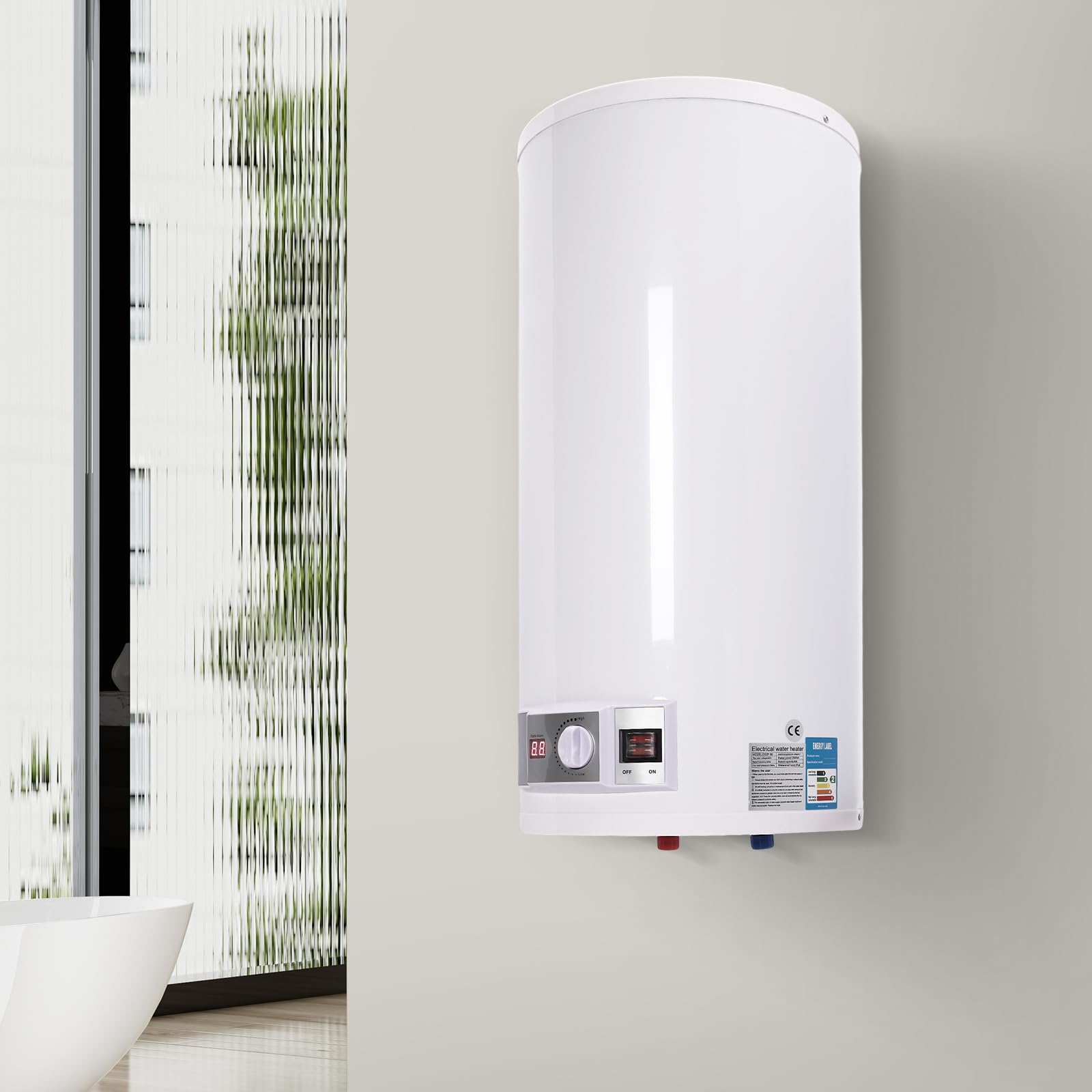 Caldaia elettrica da 2000 W, scaldabagno, scaldabagno, scaldabagno, 80 litri, caldaia a parete per cucina e bagno, in acciaio inox con smalto