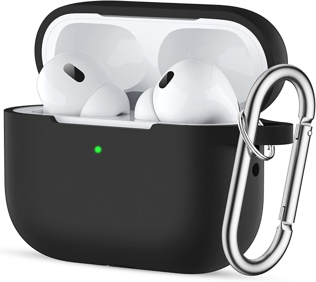 Easuny for AirPods Pro 2 Case Cover 2022 - Full Body Protective Silicone Case Compatible with New Apple AirPods Pro 2nd Generation Case, Shockproof Cover with Carabiner [Front LED Visible], Black