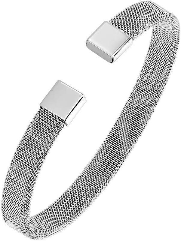 Men Jordan Stainless Steel Bangle | Mesh Bracelet in Black, Silver or Rose | Gift