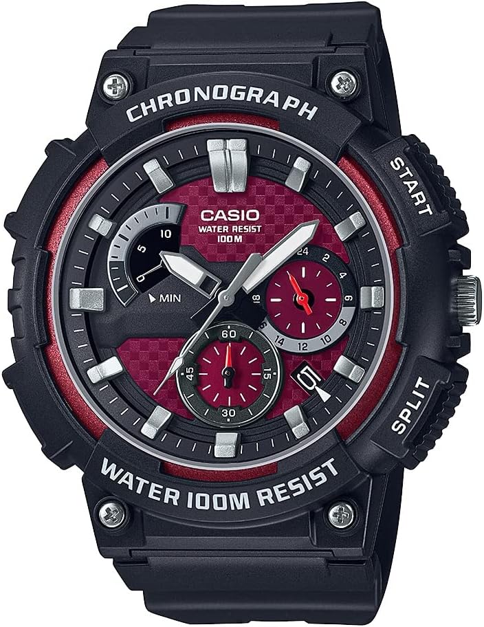 Casio MCW200H Series | Men’s Analog Watch | Black/Black |100M WR | Retrograde Chronograph | 1 Second Stopwatch | Date Display | Multi Dial | Resin Glass | Resin Case | Resin Band | 3 Year Batt