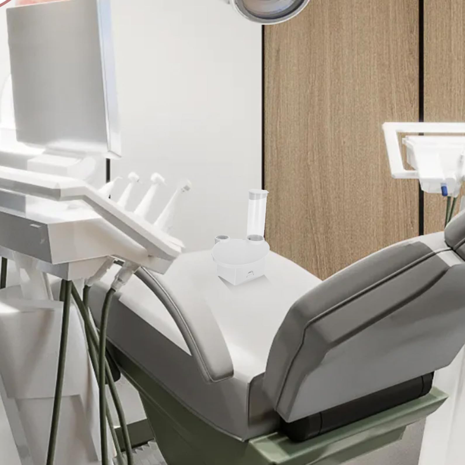 KOMBIUDA Vassoio Dentale 3 in 1 con Dispenser, Porta Bicchieri e Fazzoletti per Studio Odontoiatrico
