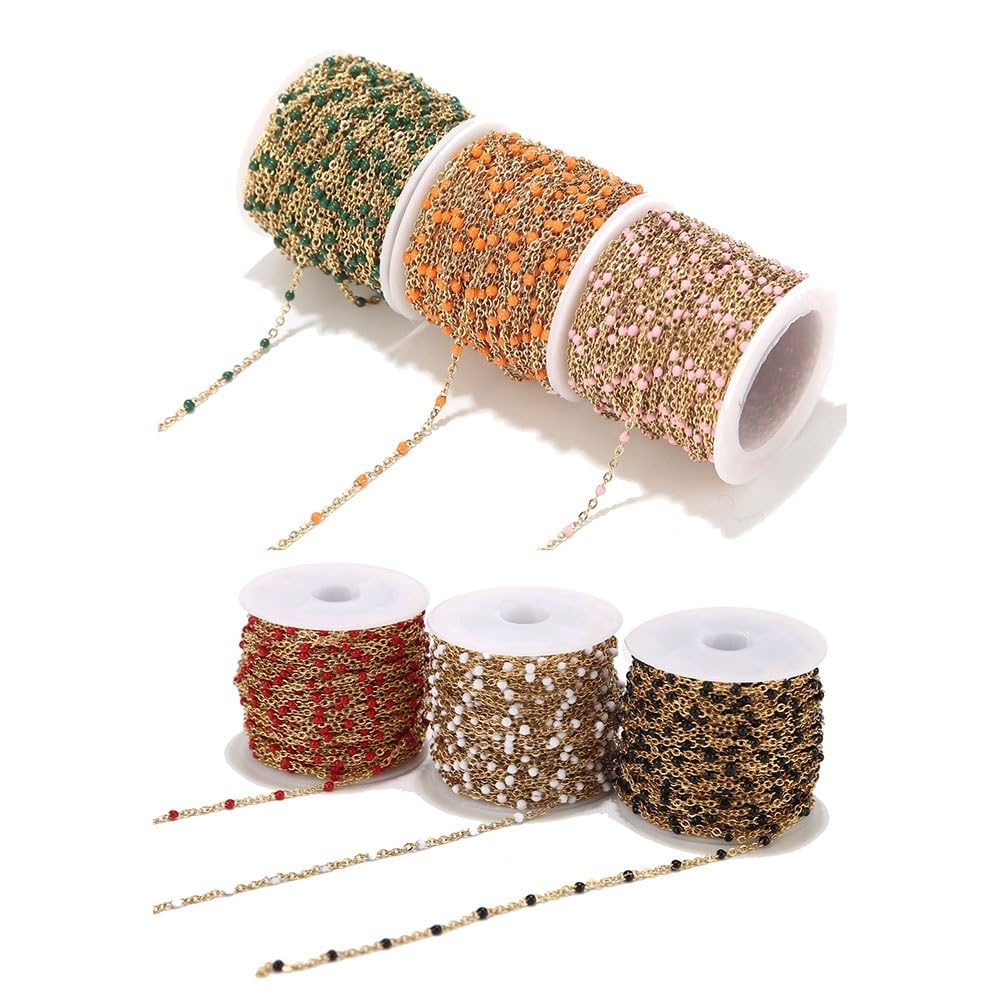 1 rotolo/10 Metri 2 mm di Larghezza in Acciaio Inossidabile Placcato Oro Catena a Sfera con Perline Cavo for la Realizzazione di Collana da Donna (Color : Rose Red Gold)