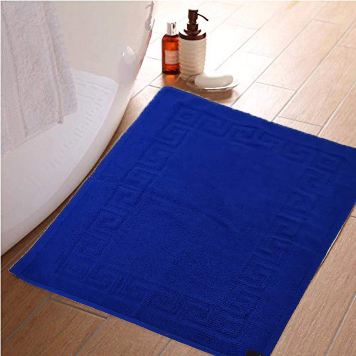 Lushomes Bathroom Mat, Super Soft Terry Cotton Floor mat for Hotel and Spa, Door Mats for Bathmat with Greek Border (Single Pc, Blue, 50x80 cms) (B085988S57) Amazon Price History, Amazon Price Tracker