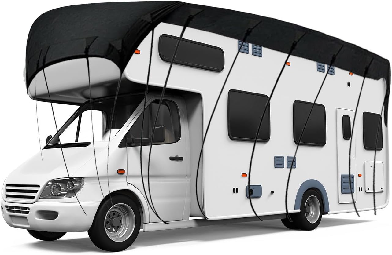 Camper Cover Waterproof 210D Oxford Cloth Rv Cover Foldable Storage, Easy to Clean Waterproof Travel Trailer Cover Rv Cover,Black-16.4 * 9.8ft