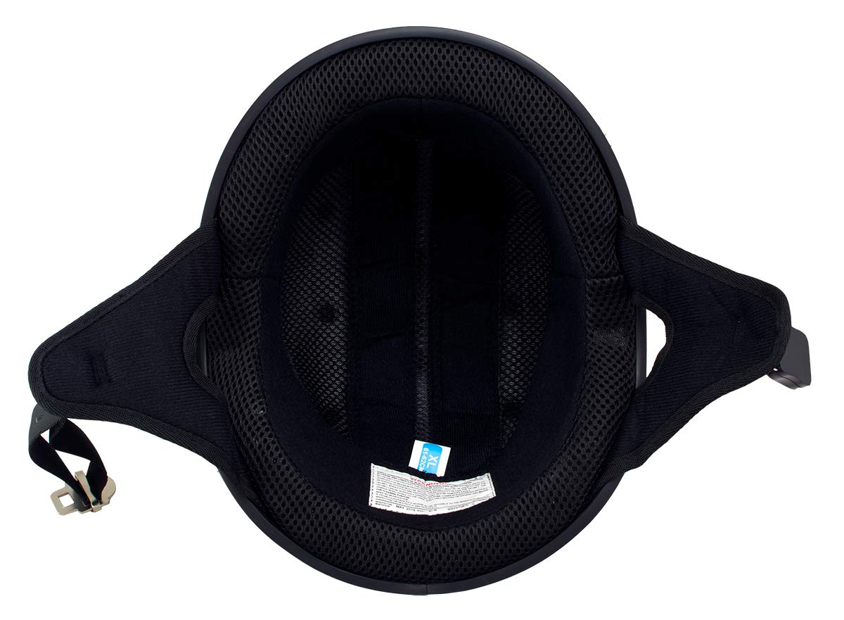 Klutch K-6 'Laid Low' Gloss Black Half Face Motorcycle Skull Helmet - Large