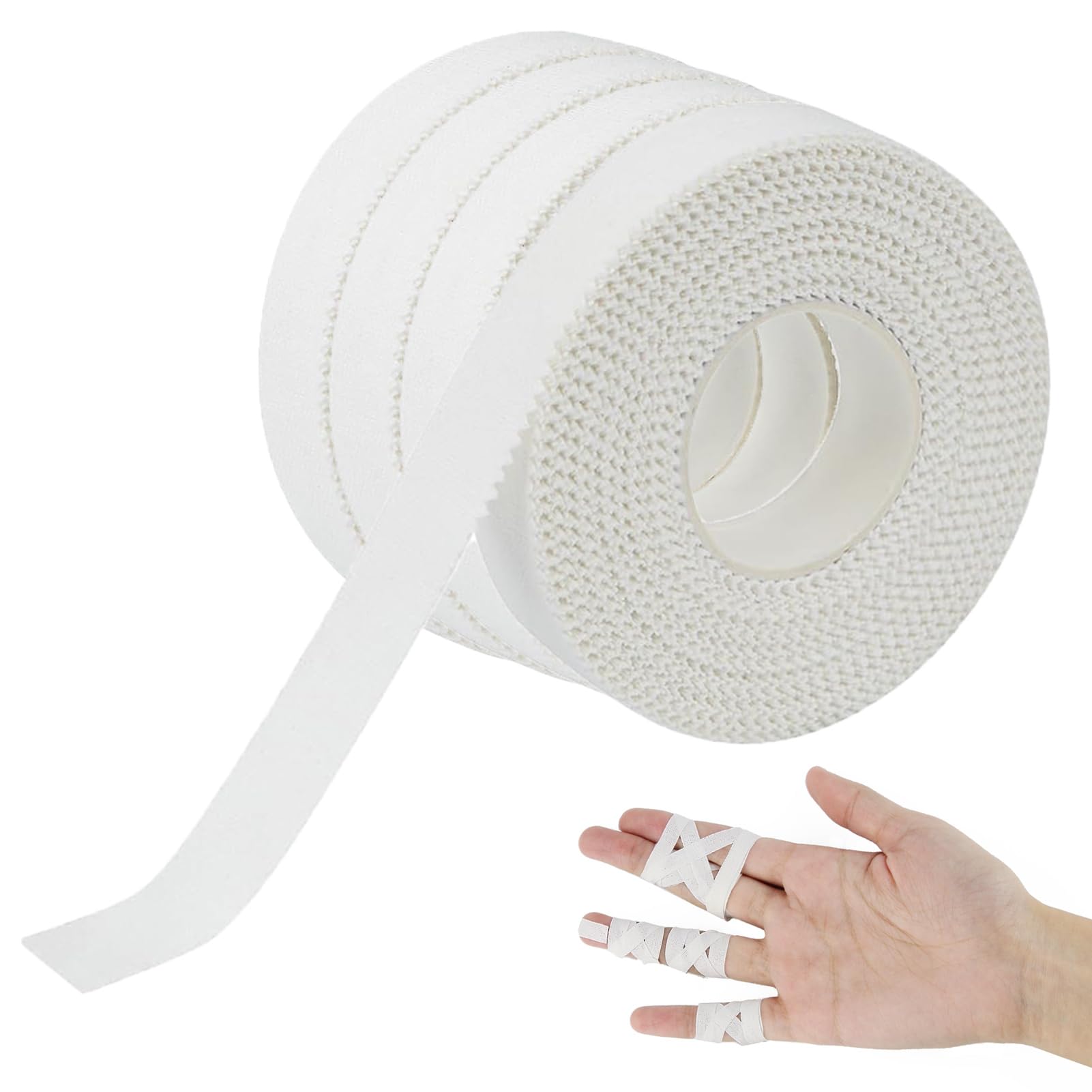 WQNNQW 4 Rolls Sports Tape Set, Finger Tape, White Sports Tapes, Climbing Tape, Finger Tapes for Climbing, Bouldering, Volleyball