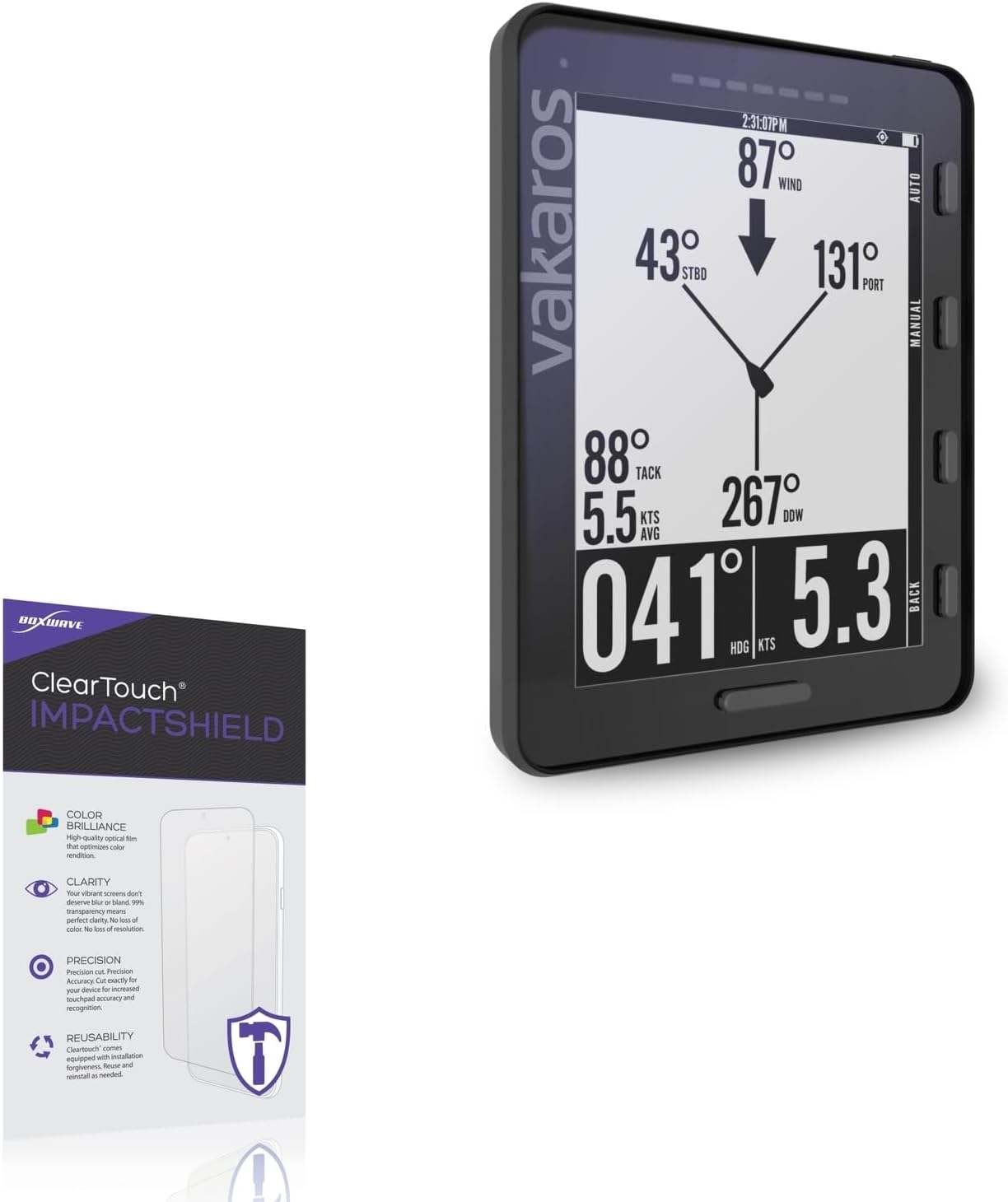 BoxWave Screen Protector Compatible with Vakaros Atlas 2 - ClearTouch ImpactShield (2-Pack), Impenetrable Screen Protector Flexible Film