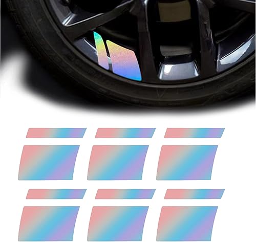 Miniatura 1 de QODOLSI 6 calcomanías reflectantes para llantas de automóvil, calcomanías de rayas para llantas de automóvil, calcomanías automotrices para ruedas