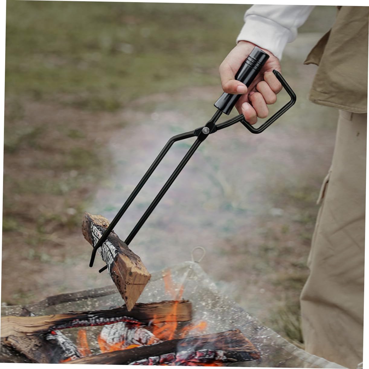 ifundom Pinza Per Carbonella in Ferro Manico Attizzatoio Per Legna Da Ardere Accessori Per Barbecue Robusto e Resistente Al Calore