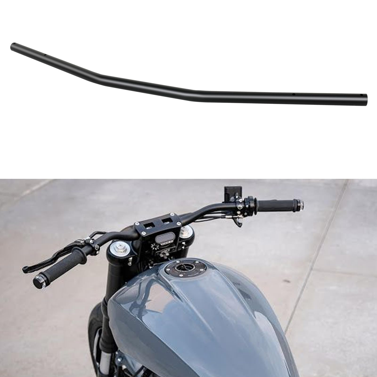 DREAMIZER Manubrio per Moto 7/8" 22mm Manubrio Curvatura Bassa Universale per Cafe Race Bobber Motocross Dirt Pit Bike ATV Ebike, Nero