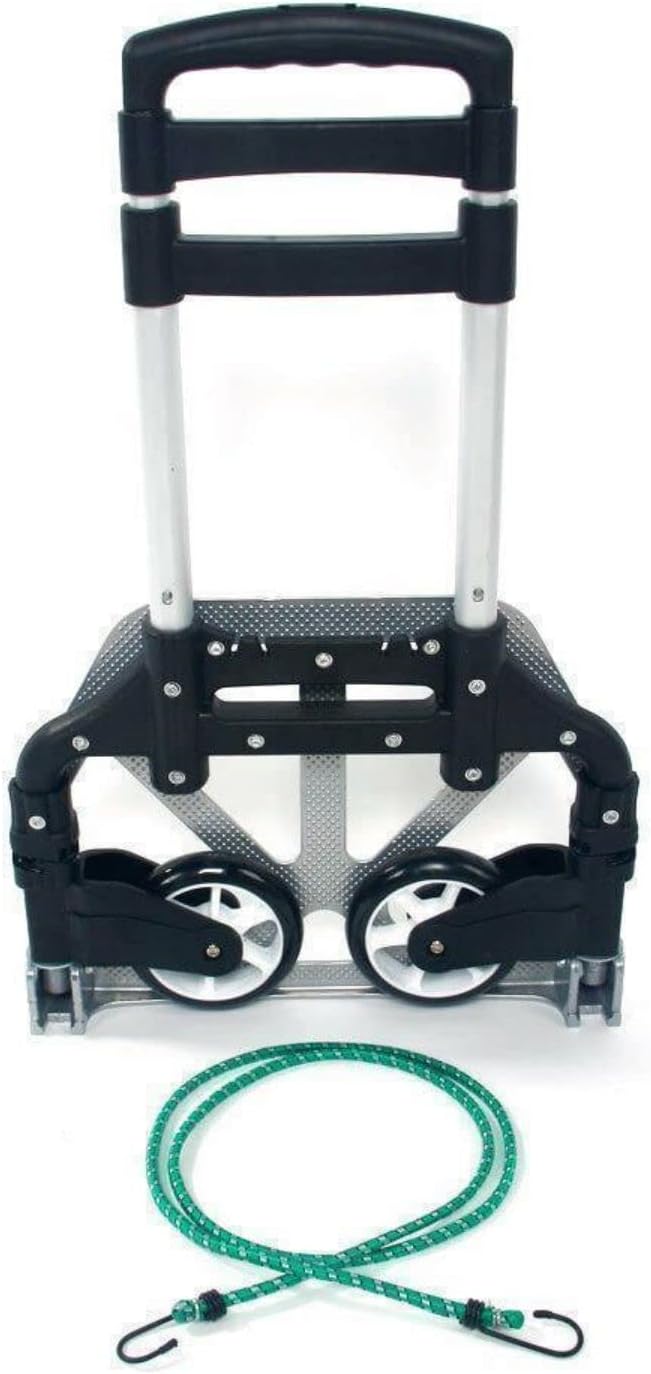 Folding Hand Truck Aluminum Portable Folding Hand Cart 165lbs Capacity Hand Cart and Dolly Ideal for Home, Auto, Office,Travel Use (Black)