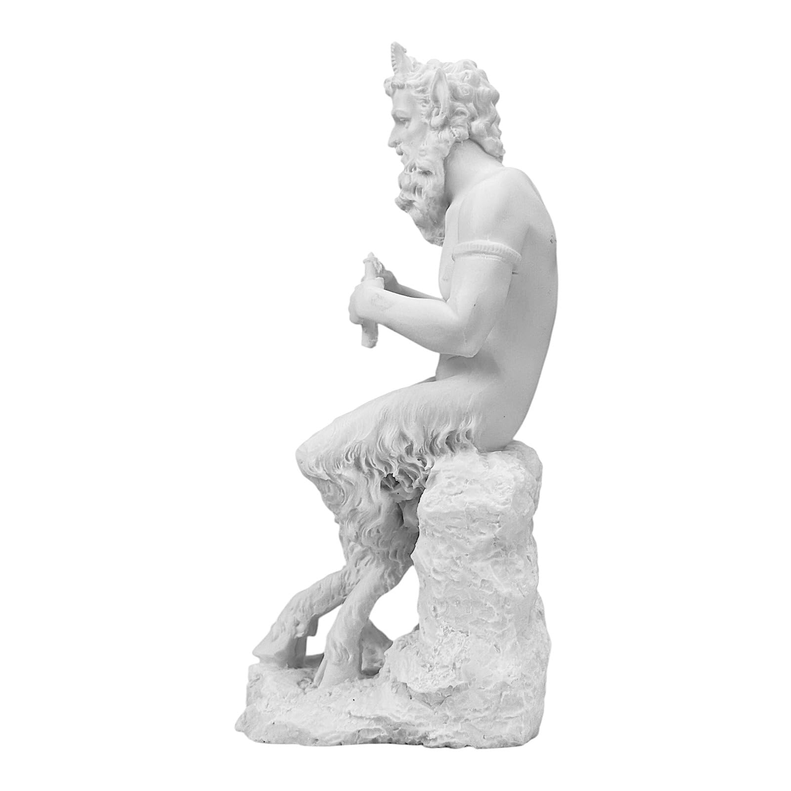 Pan Griechischer Gott Satyr Figur spielt Flöte - handgefertigte griechische Mythologie Statue - gegossene Marmorskulptur