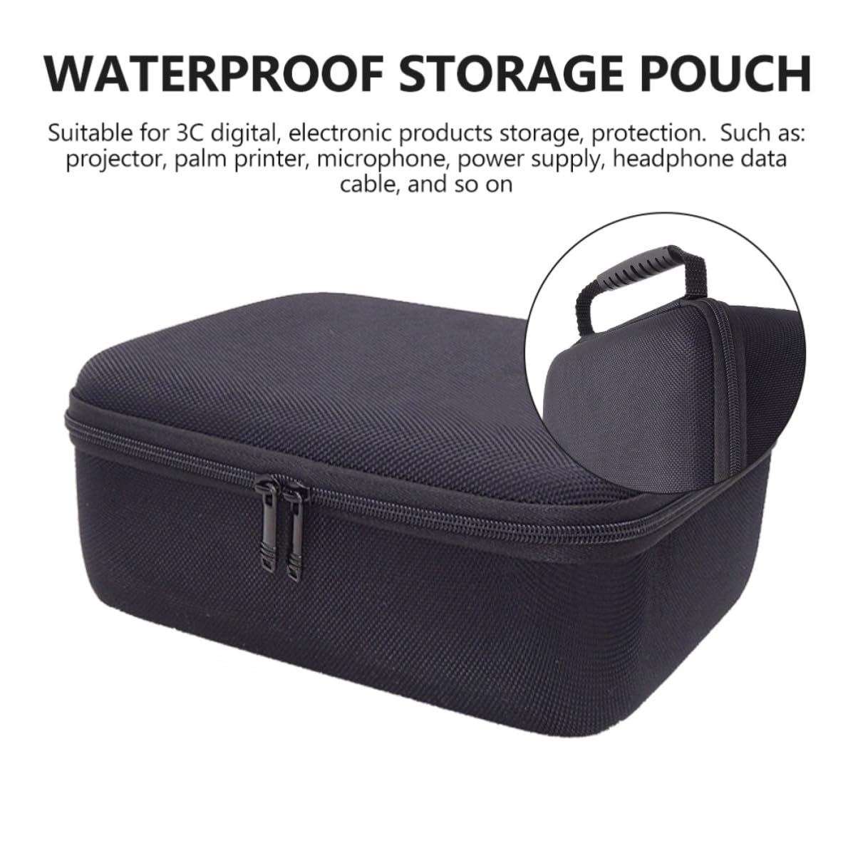 TEHAUX Borsa Organizzatrice per Cavi di Ricarica Portatile Oxford Nero, Resistente e Antiurto, Capacità Spaziosa per Accessori Elettronici da Viaggio