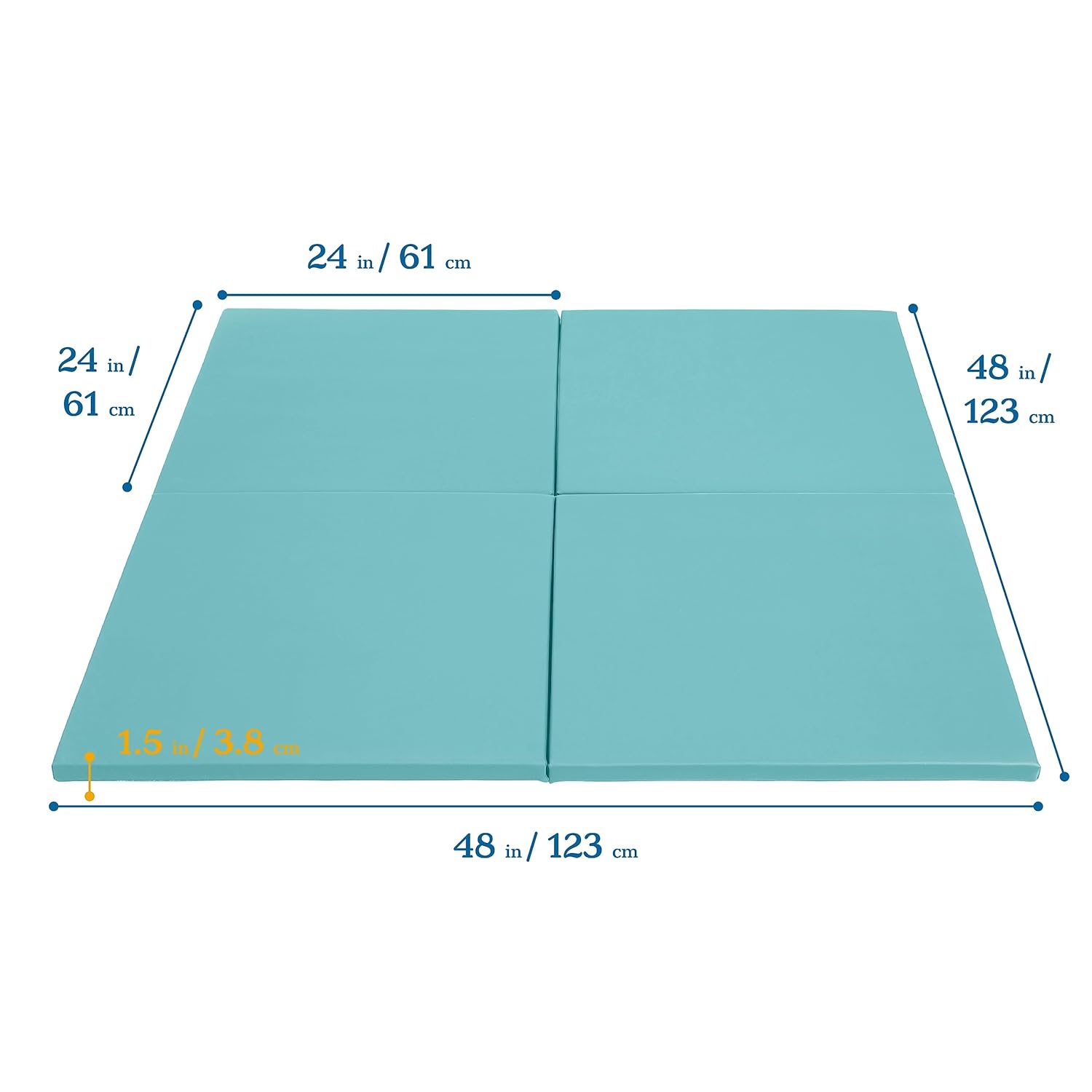 ECR4Kids SoftZone Play Patch Activity Mat Squares, Modular Playmat, Seafoam, 4-Pack