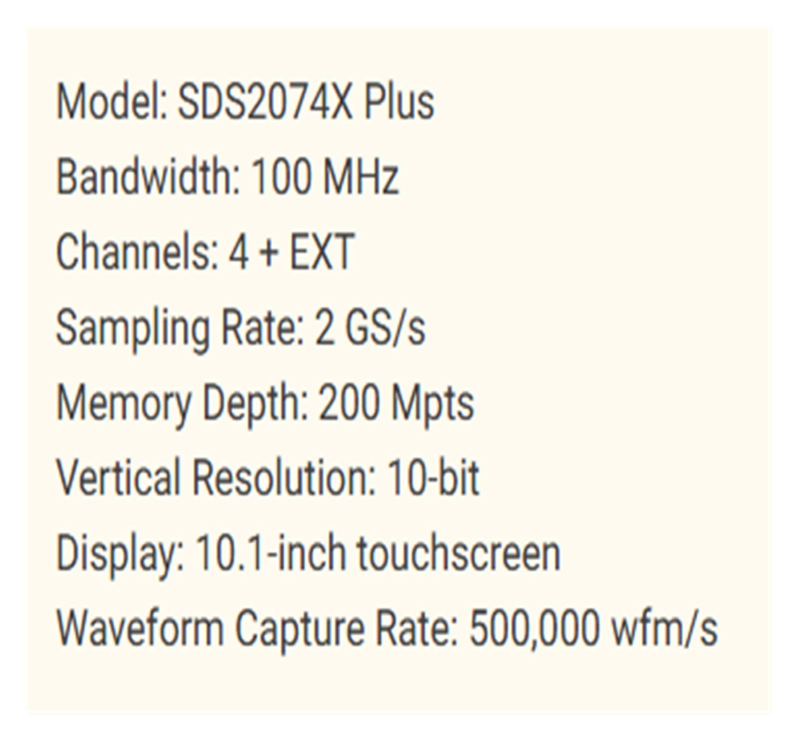 Oscilloscope numérique SDS2074X Plus 100M 4 canaux