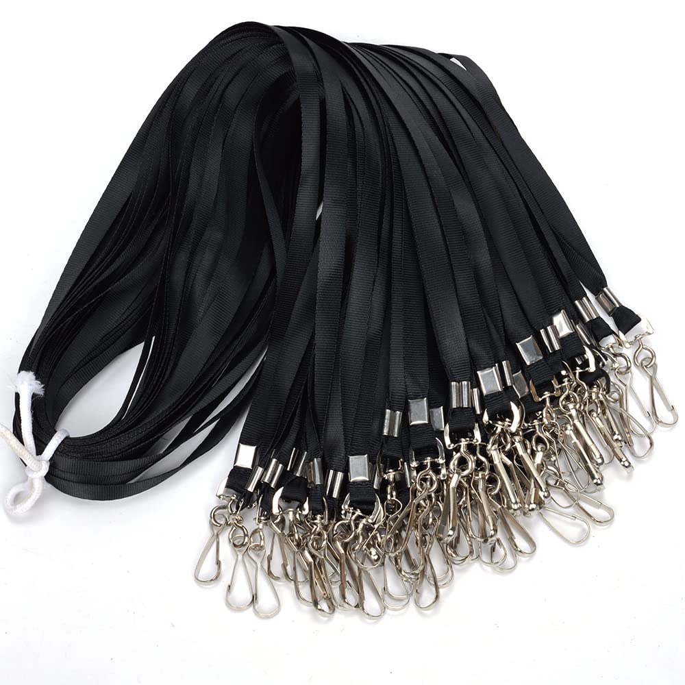 Antspirit Black Lanyard Bulk Lanyards for Id Badges (50 Pack/Each 17.7-Inch) Durably Woven Badge Lanyard with Clip Swivel Hooks (Black)