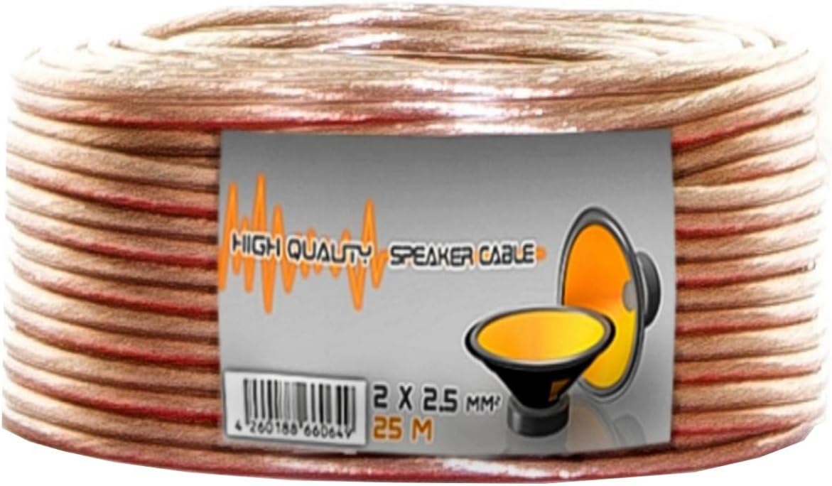 25 meters 2 x 2.5 mm² Speaker Cable Transparent Audio Cable