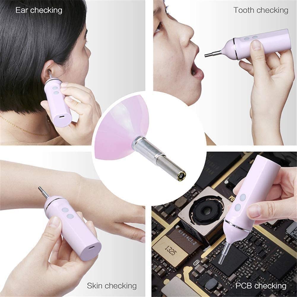 Extracción de Cera for la Oreja, Limpiador de Orejas con cámara inalámbrica Otoscopio, HD Endoscopio Digital Impermeable con 6 DIRIGIÓ Luz, for limpiadores de Orejas
