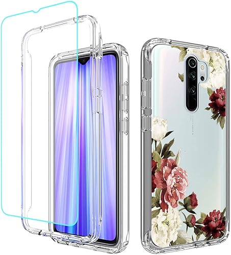 Funda para teléfono Redmi Note 8 Pro M1906G7I con protector de pantalla de vidrio templado, carcasa protectora de cuerpo completo transparente de