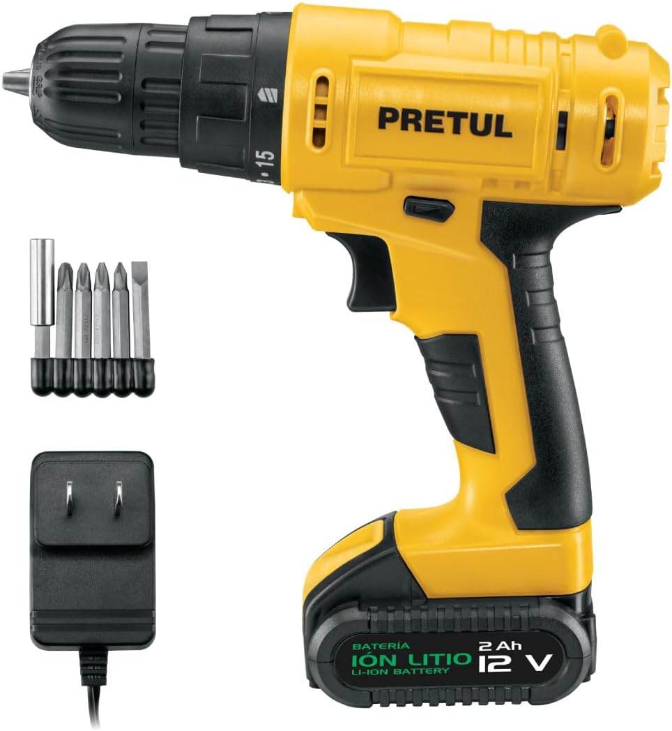 Cordless drill, lithium ion battery 12 V Pretul