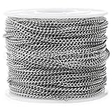 CleverDelights Curb Chain Spool - 2.2x3mm Link - Antique Silver (Platinum) Color - 100 Feet - Bulk...