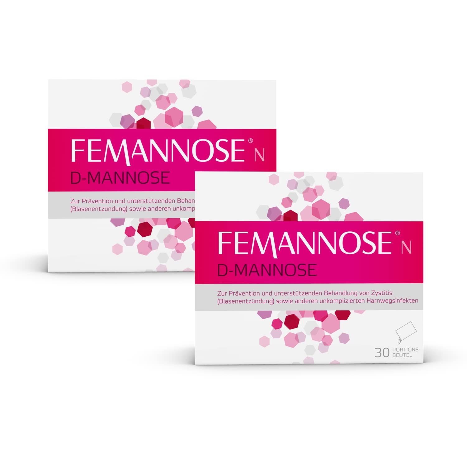 Femannose N – 2 x 30 Trinkgranulat mit je 2000 mg D-Mannose Pulver hochdosiert - zur Prävention & unterstützenden Behandlung von Blasenentzündung und unkomplizierten Harnwegsinfekten – antibiotikafrei