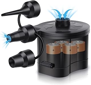 Air Pumps for inflatables, Battery Powered Portable Electric Pump for Airbed Camping Mattress Paddling Pool Beach Toys, Fill Inflator Deflator with 3 Sizes Nozzle (4 D Battery Not Included)