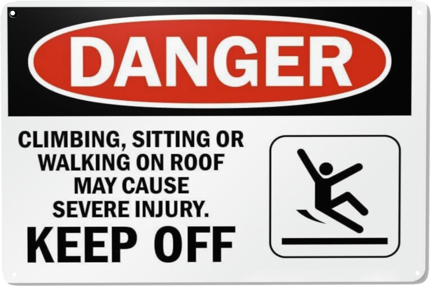 Bdeyfg Colour2 Danger Roof Access Sign Climbing, Sitting Or Walking On Roof May Cause Severe Injury Keep Off Tin Warning Metal Sign Vintage Wall Decor For Home Farm 8X12 Inch