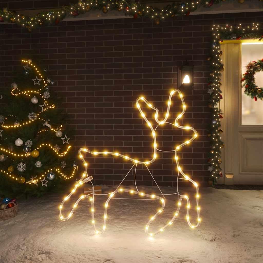 Weihnachts-Rentier Figur mit 72 LED-Lichtern Warmweiß, Metall Dekoration für Garten und Wohnzimmer, 56,9 x 51,8 cm, Wetterfestes Design für Weihnachten