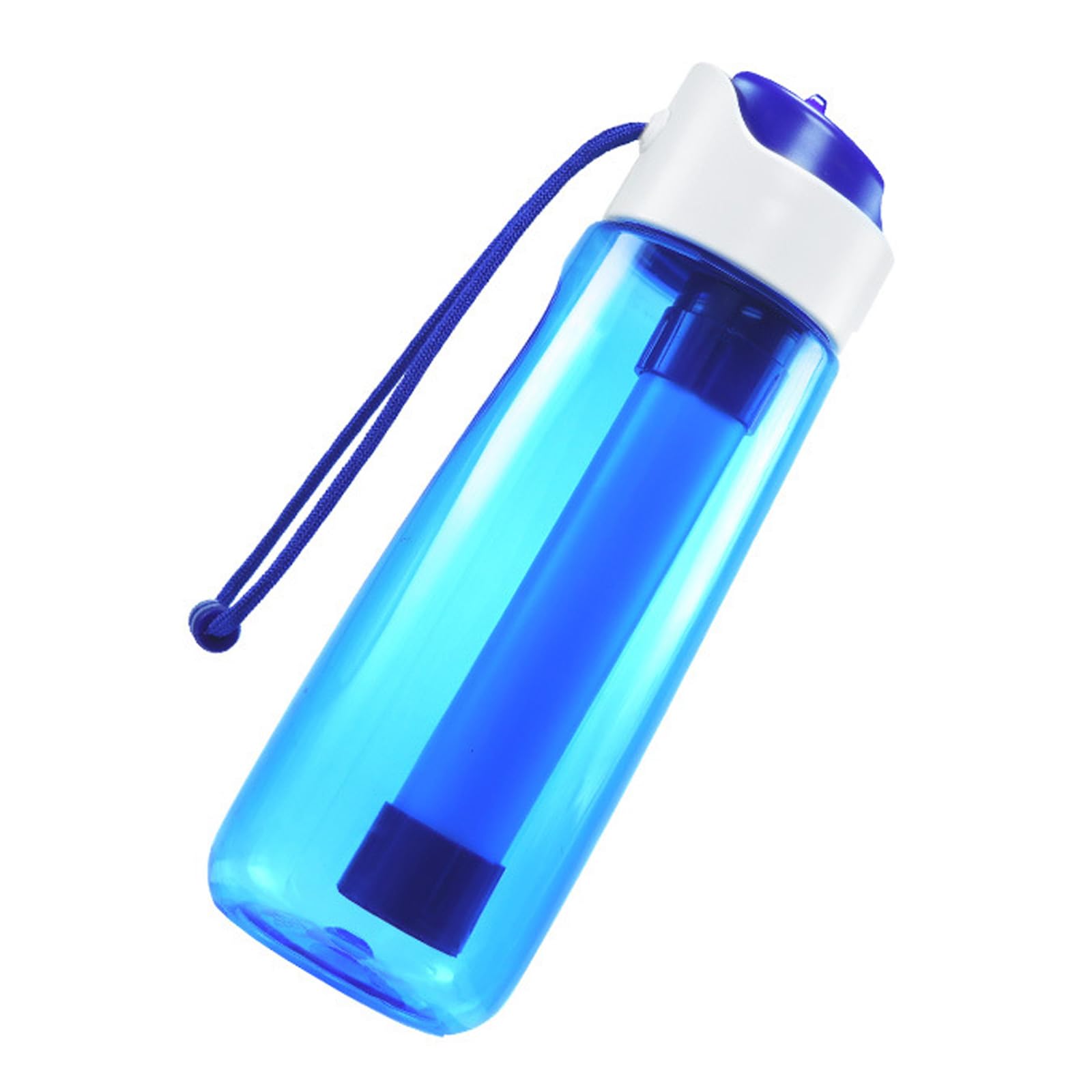 Einhandbetriebene Wasserflaschen, transparente Trinkflaschen für Fitnessstudio und Outdoor Aktivitäten, wiederverwendbar mit Filter
