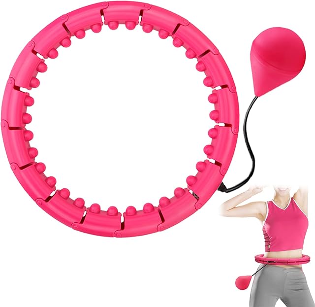 Weighted Hula Hoop, Fitness 24 Knots Hoola Hoops for Exercise Adult Kids with Weight Ball , Smart Adjustable Stomach Abdominal Exercise Equipment Hulahoop for Girls Use at Home, Office