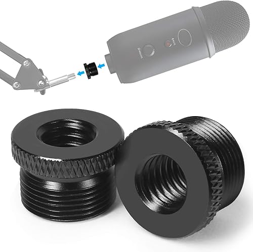 Paquete de 2 adaptadores de rosca de tornillo, macho de 58 pulgadas a 38 pulgadas hembra para micrófono Blue YetiBlue SnowballBlue Yeti X soporte de