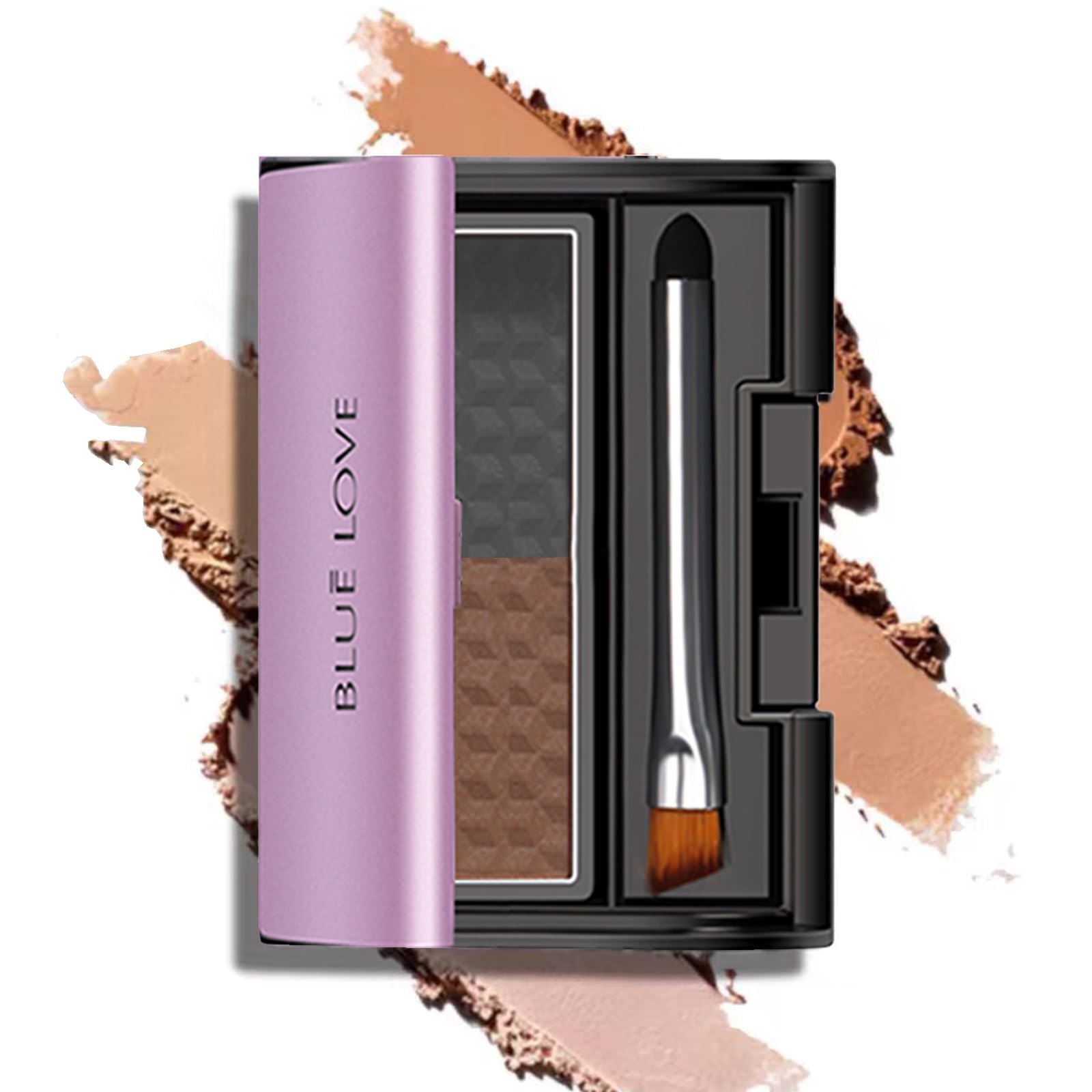 BLUE LOVE 2 Color Eye Brow Powder Palette for Eyebrows Includes Applicator Brush, Waterproof Natural Eyebrow Easy Removal Eyebrow Shadow Makeup Kit (