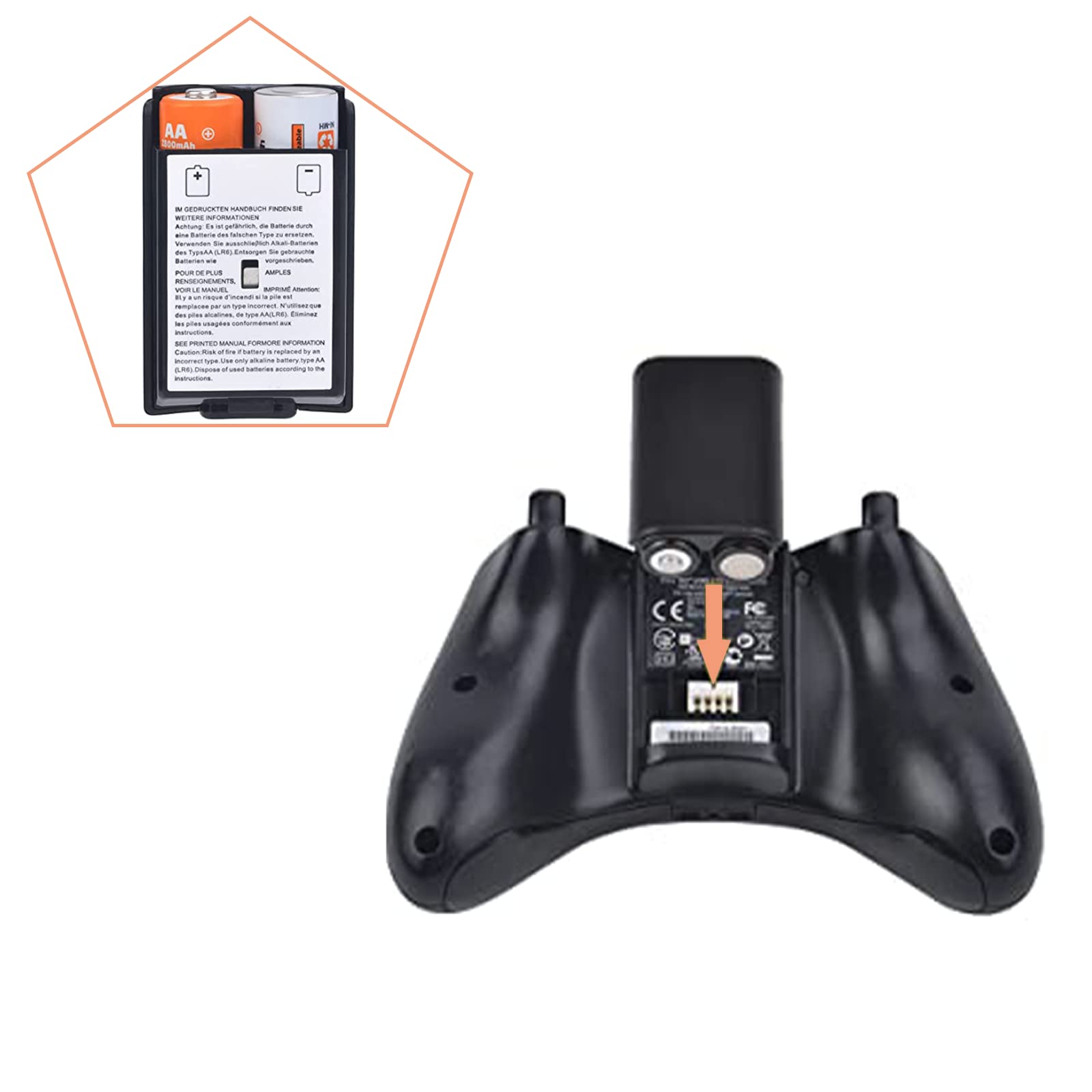 Batteriegehäuse für Xbox 360 Wireless Controller, AA-Batterie, 1 x Schwarz, 1 x Weiß, 2 Stück