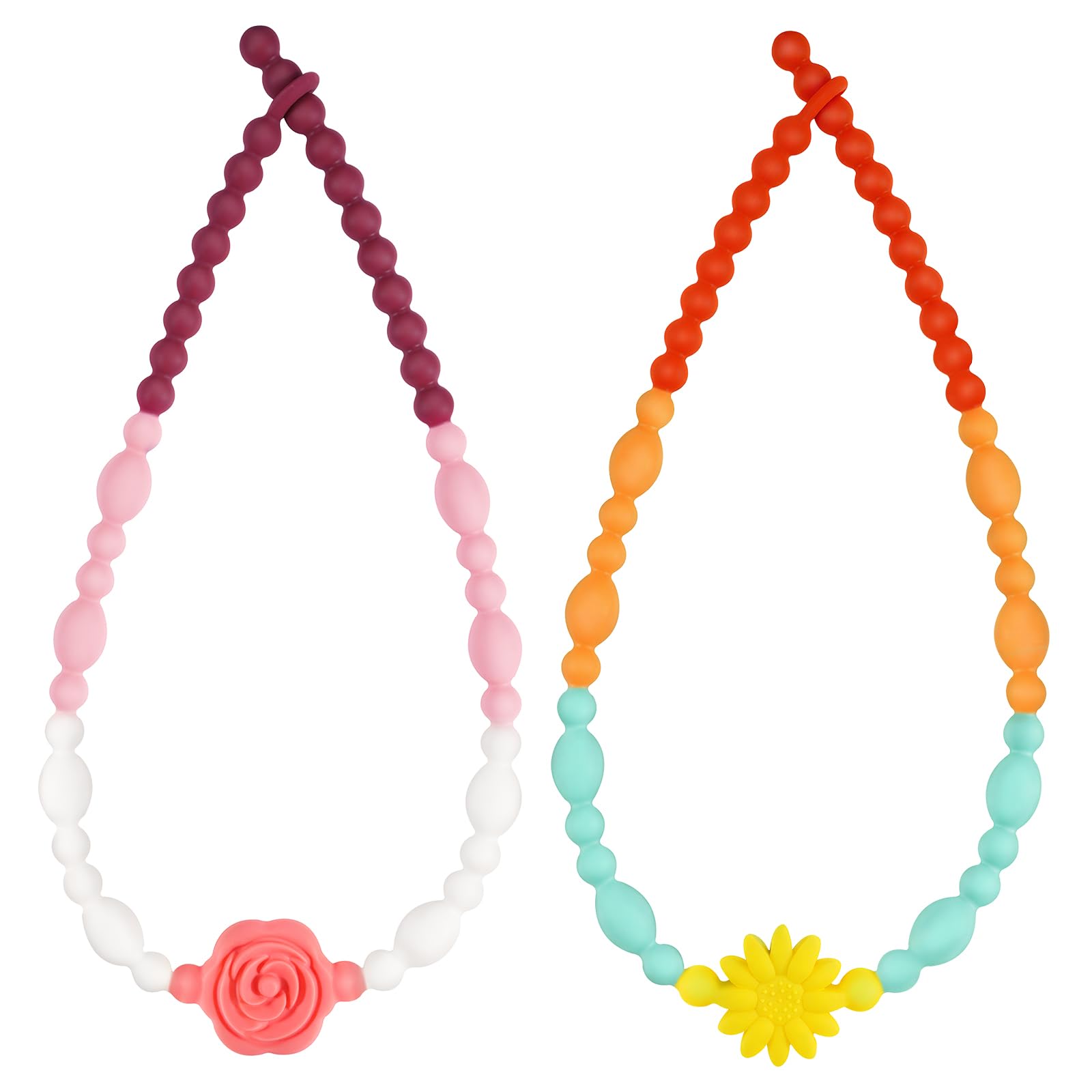 Blumenkau-Halsketten für sensorische Kinder, einteiliger Silikon-Kauschmuck für Nagelbeißprävention, sensorische Fidget-Halskette für Kinder und Erwachsene mit ADHS und Autismus, Kauspielzeug für