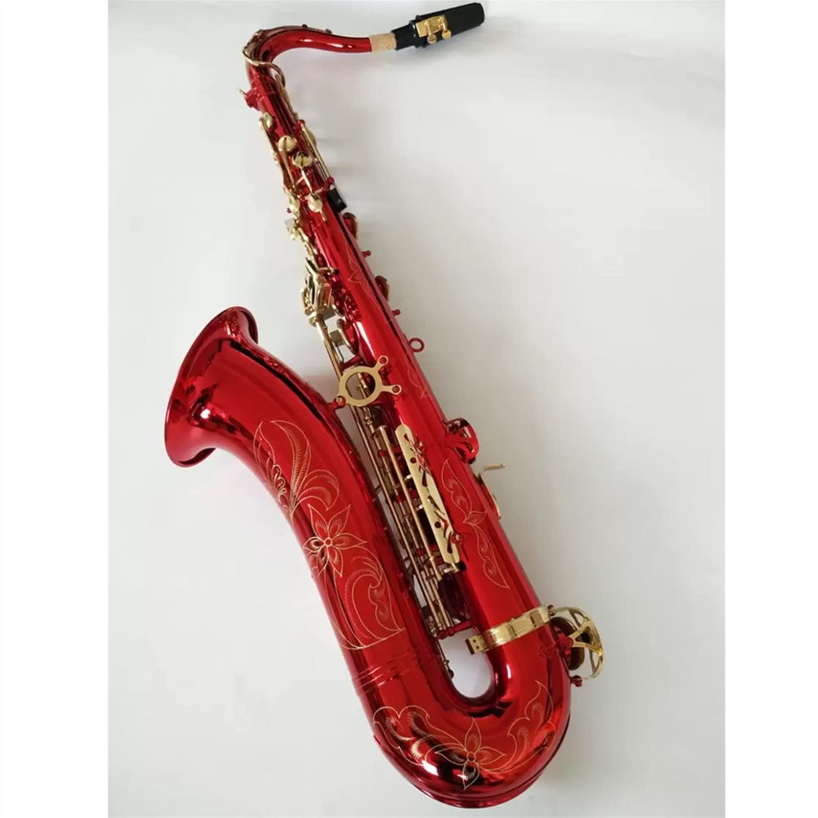 Saxofones Saxofón Tenor Profesional B-Key, Grabado En Latón, Patrón Chapado En Oro, Instrumento De Saxofón Tenor