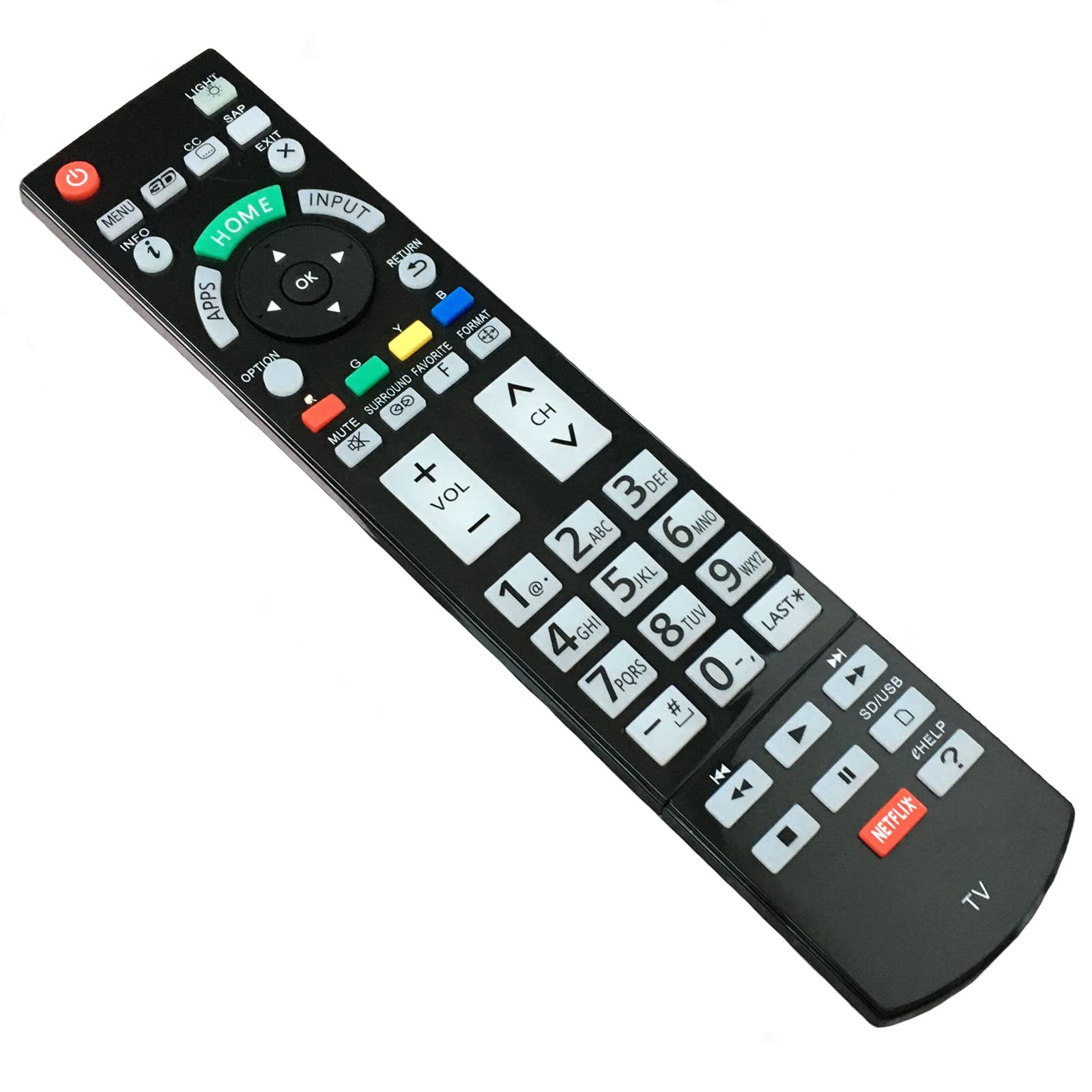 Replacement Remote For Panasonic Viera TV - Compatible With TC-P60ZT60 TC-P65ZT60 TC-P55VT60 Models