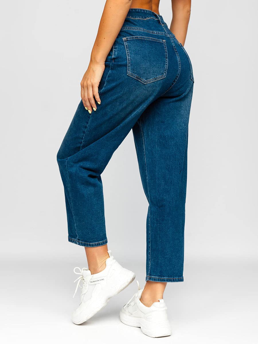 BOLF Femme Pantalon en Jeans Jeans Used Look Jeans Destroyed Denim Style Mom Fit Jambe etroite Temps Libre Casual Style Mix F6F