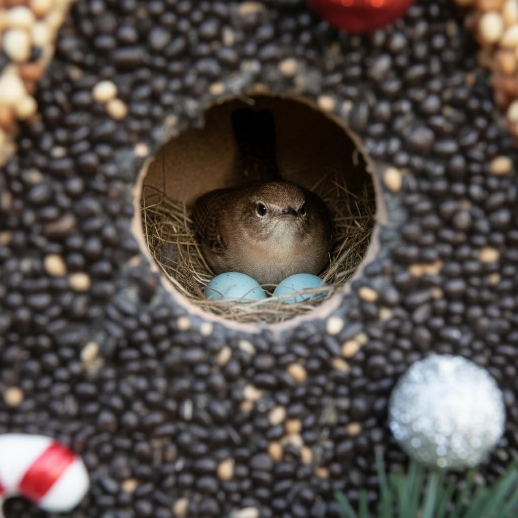 Seeded Birdhouse, Birdseeded Bird House, Wood Wren Bird Houses Covered with Wild Birdfood,Bird Feeders for Outside Hanging, A Frame Birdhouses