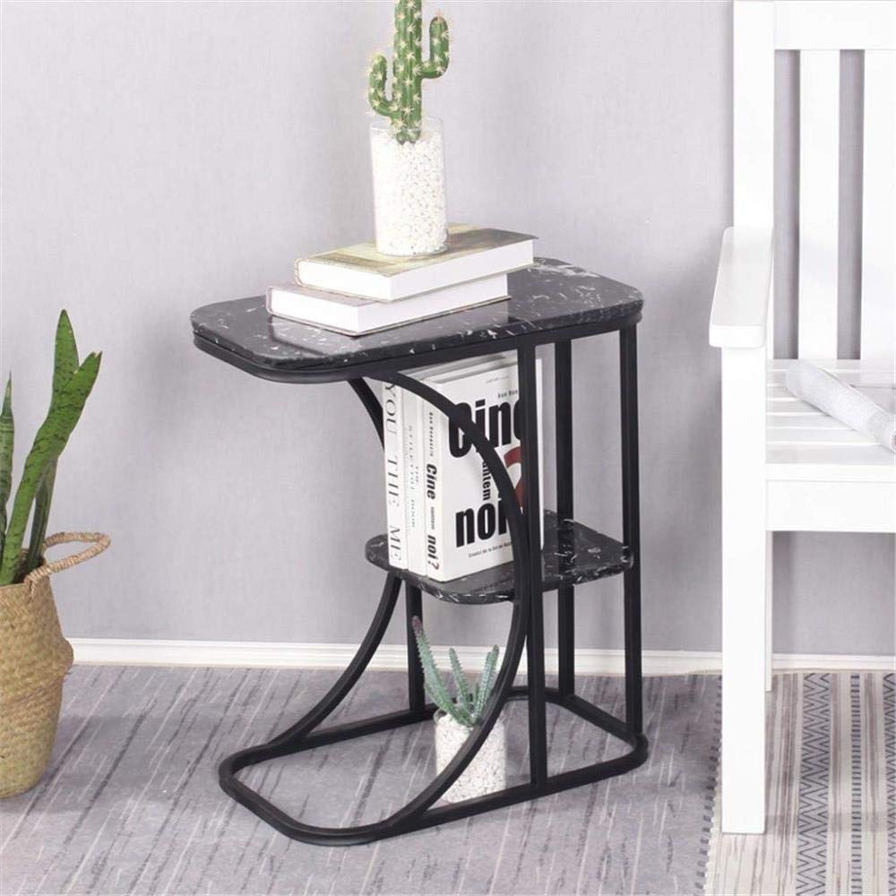 Amazon｜デスクダブル錬鉄製のコーヒーテーブル、大理石のテクスチャ耐