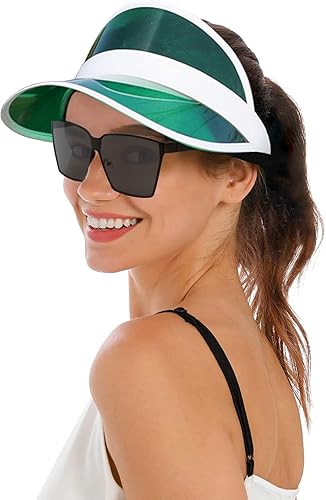 Miniatura 7 de Yuanhe Clear Sun Visor Plastic Casino Dealer Poker Visors Beach Sunhat for Women UV Protection 5PCS