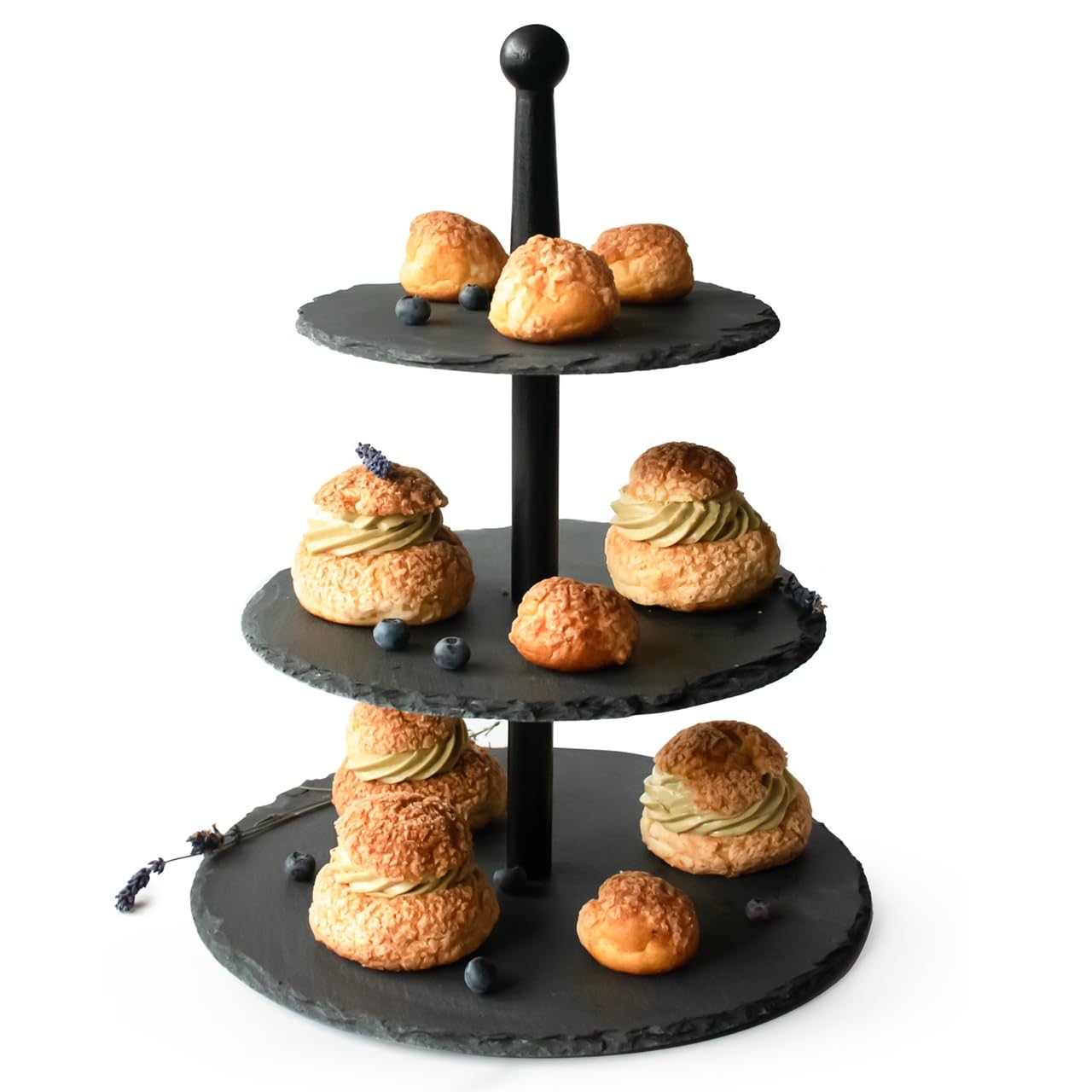 WOPPLXY Alzata in ardesia a 3 piani, supporto per cupcake