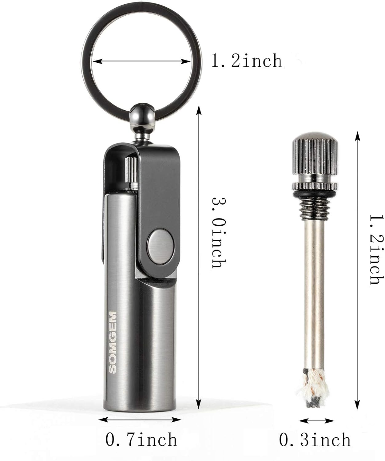 SOMGEM Permanent Match Keychain, Kerosene Refillable, Waterproof Flint Fire Starter for Outdoor Camping Emergency Survival
