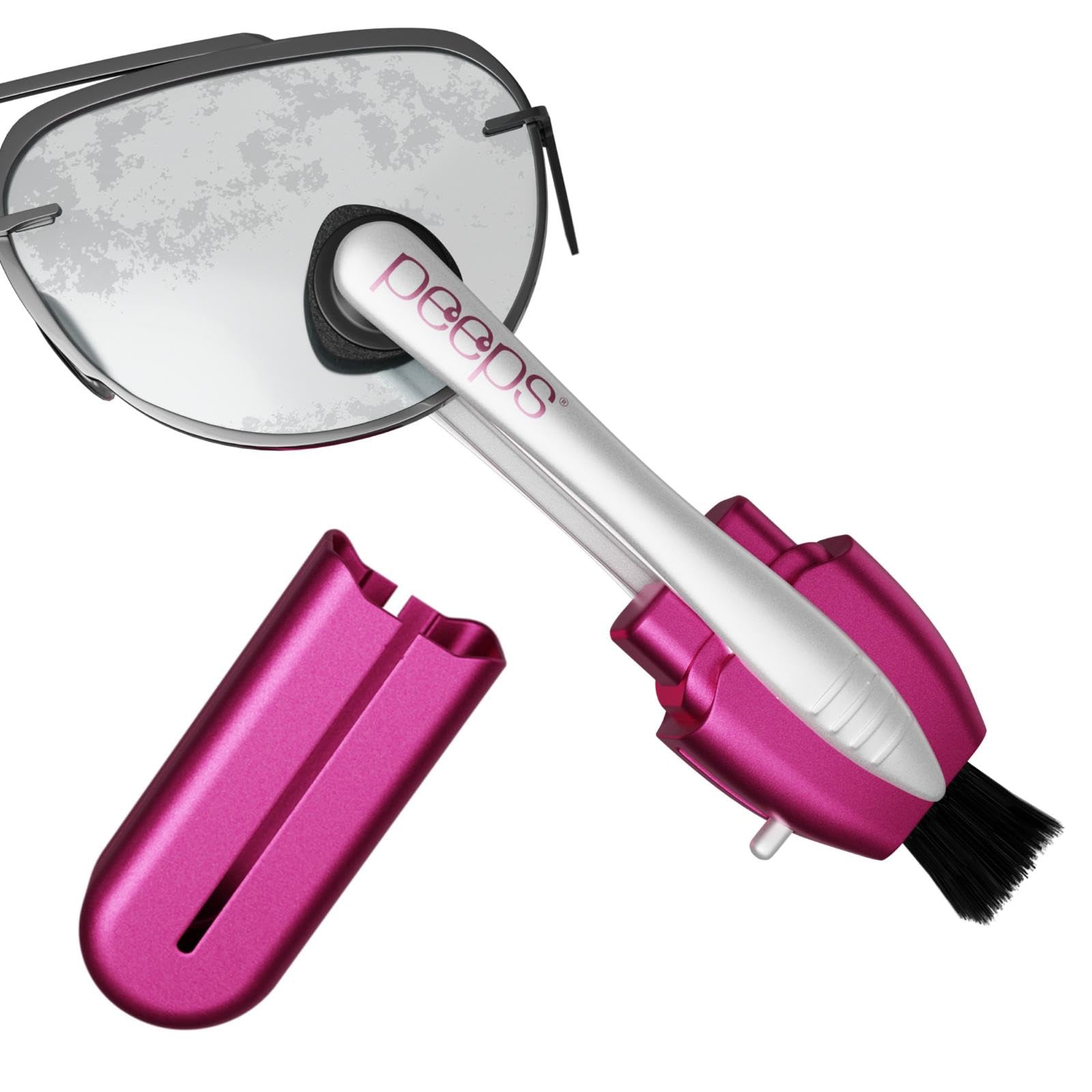Peeps Limpiador de gafas, para lentes, gafas de lectura y más, limpiador de lentes con tecnología de microfibra de carbono, suave al tacto, rosa, 1 unidad (paquete de 1)