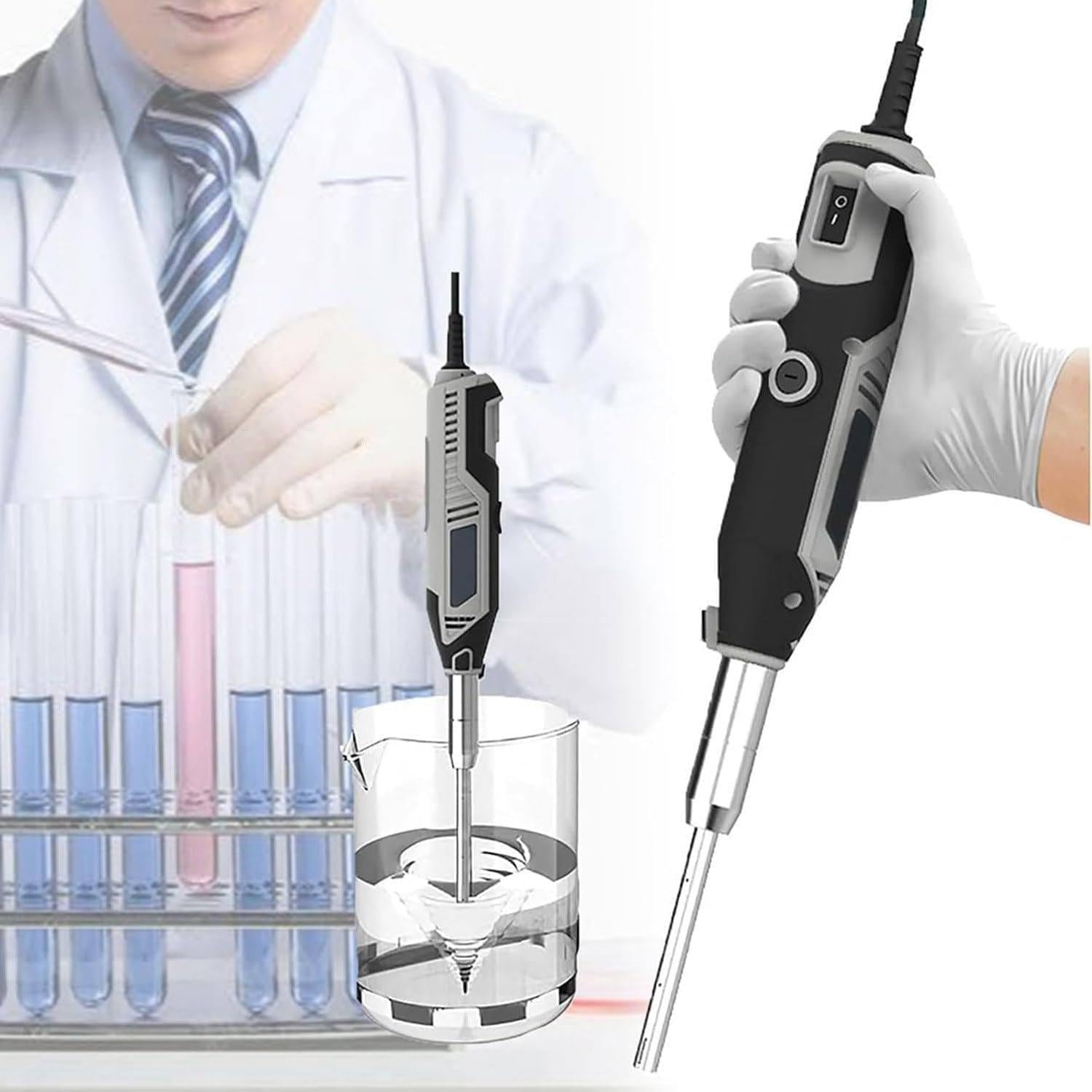 Hochgeschwindigkeits-Homogenisator für Zellen und Gewebe, 0,5–250 ml, verstellbar, 6 Geschwindigkeiten mit 10 mm und 8 mm Arbeitsköpfen, ideal für Lebensmittel, Medizin, kosmetische Anwendungen